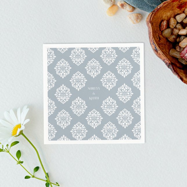 Serviette En Papier Damask Ambience Cadet Bleu Élégant Mariage serviet (Créateur téléchargé)
