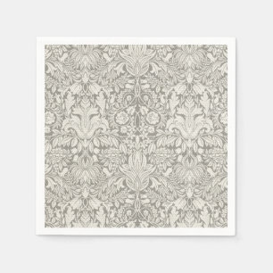 Serviette En Papier Damask Blanc Formel Intemporel Traditionnel
