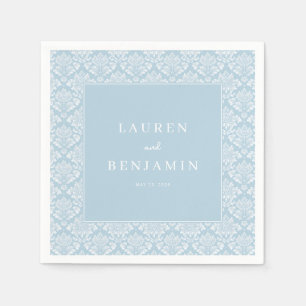 Serviette En Papier Damask Bleu Élégant
