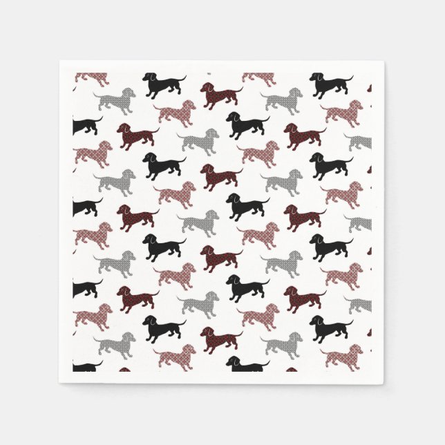 Serviette En Papier Damask Dachshunds Motif de vacances (Devant)