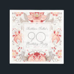 Serviette En Papier Damask Floral 90th Birthday Party Papier Napkin<br><div class="desc">Superbe vintage damassé motif floral sur arrière - plan pâle. Sophistiqué et féminine 90ème anniversaire de la serviette de papier avec des formes carrés transparentes pour les textes. Vous pouvez facilement modifier le texte (police, couleur, taille et position) en cliquant sur le bouton personnaliser. Objets d'anniversaire correspondants : ballotin Merci......</div>