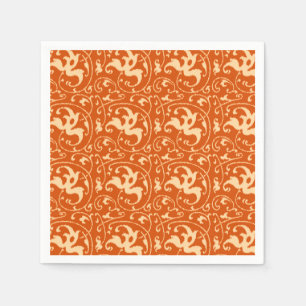 Serviette En Papier Damask Floral D'Ikat - Mandarin Orange