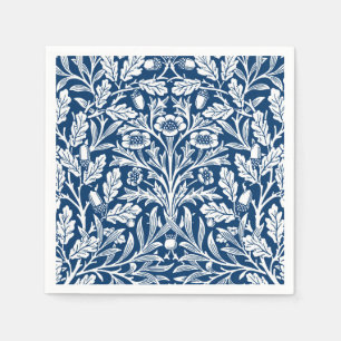 Serviette En Papier Damassé de Nouveau d'art, bleu de cobalt et blanc