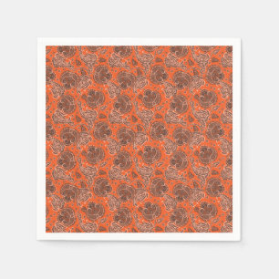 Serviette En Papier Damassé floral paisley orange ethnique orienté