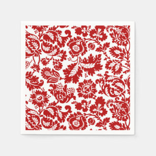 Serviette En Papier Damassé florale de William Morris, rouge-foncé e