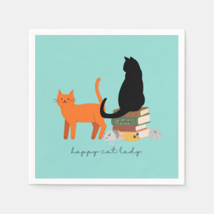 Serviette En Papier Dame Chat Heureux