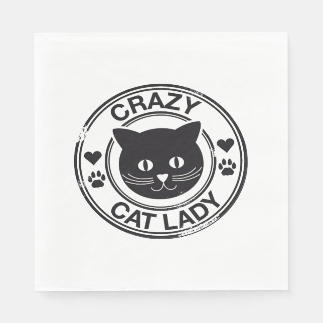 Serviette En Papier dame de chat fou (Devant)