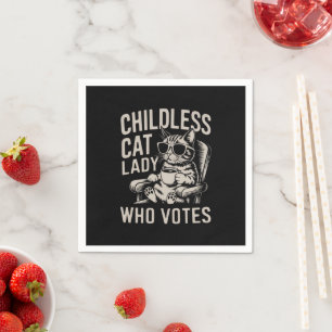 Serviette En Papier Dame de chat sans enfants 2024 Élection Vote Kamal