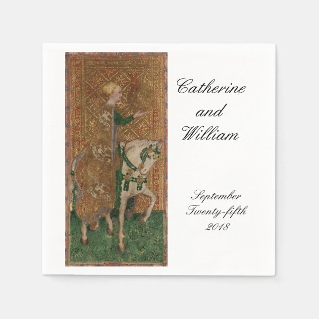 Serviette En Papier Dame de la Renaissance sur un Cheval Réception de  (Devant)