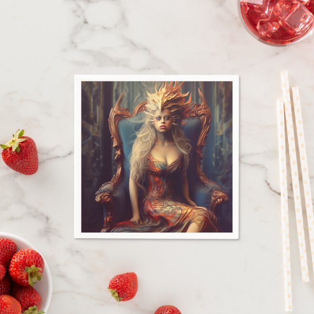Serviette En Papier Dame Dragon (En situation)