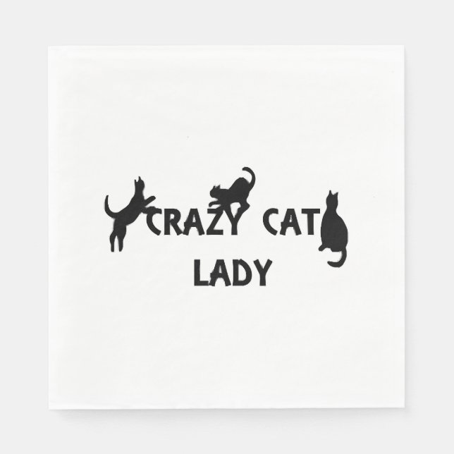 Serviette En Papier Dame du Crazy Cat (Devant)
