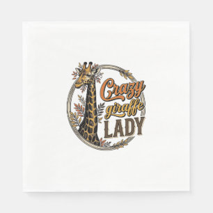 Serviette En Papier Dame girafe folle chemise vintage gravure Design_