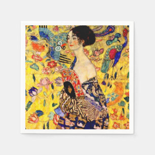Serviette En Papier Dame Gustav Klimt avec ventilateur