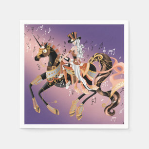 Serviette En Papier Dame Steampunk et Cheval Mécanique
