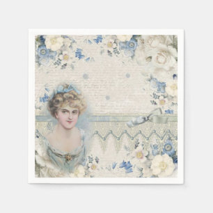 Serviette En Papier Dame victorienne vintage shabby chic avec des fleu