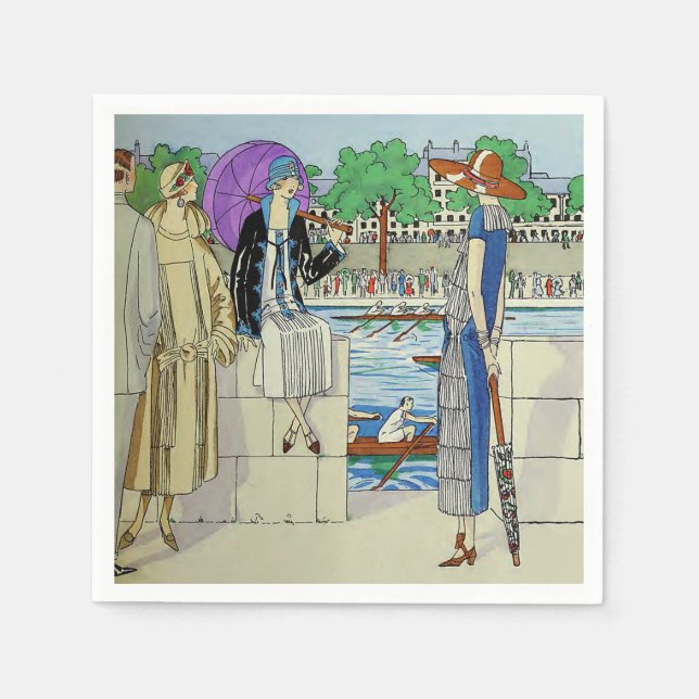 Serviette En Papier Dames des années 1920 au régate de course d'équipa (Devant)