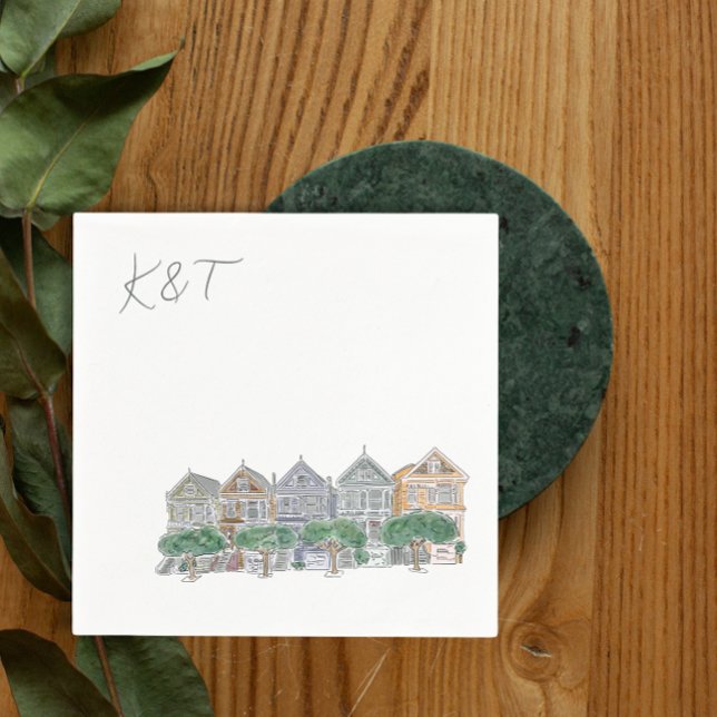 Serviette En Papier Dames peintes, cocktail Mariage de San Francisco (Créateur téléchargé)