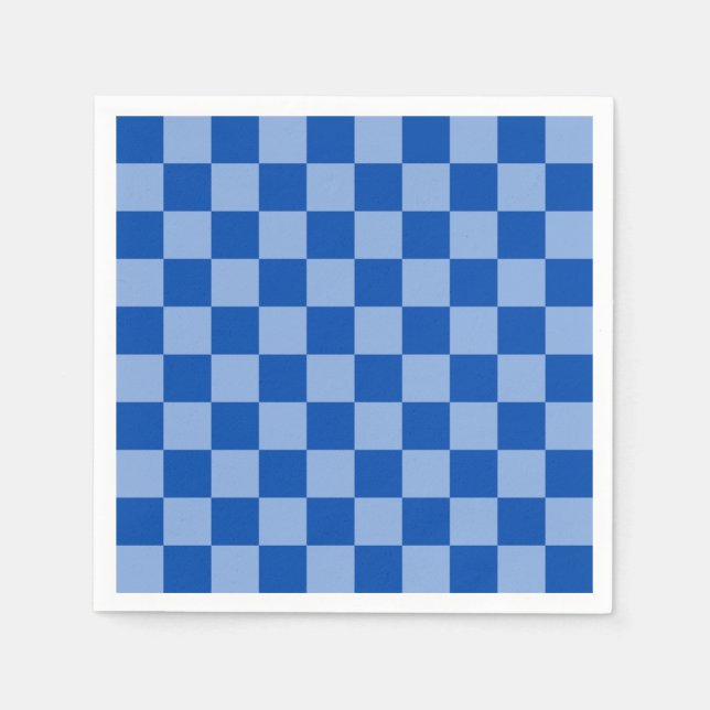 Serviette En Papier Damier Bleu de Cobalt (Devant)