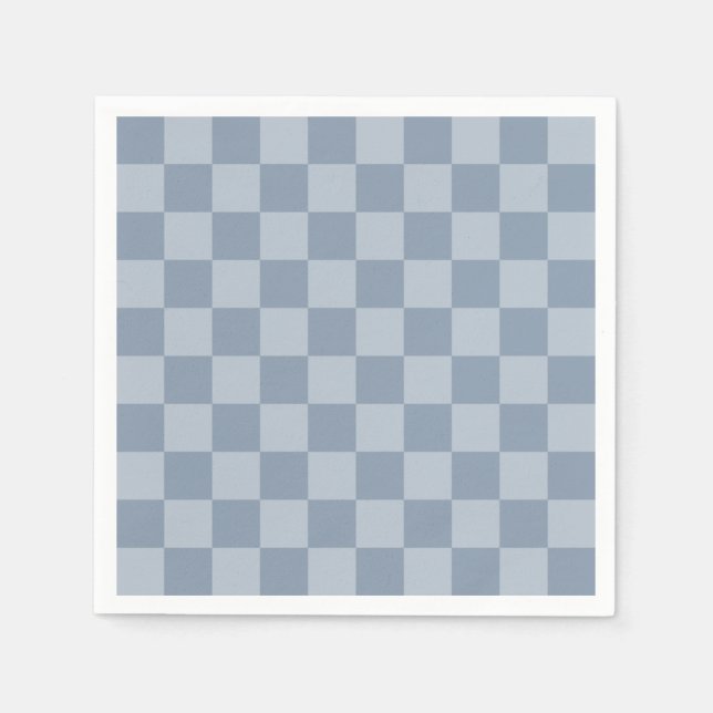 Serviette En Papier Damier Bleu Poussiéreux (Devant)