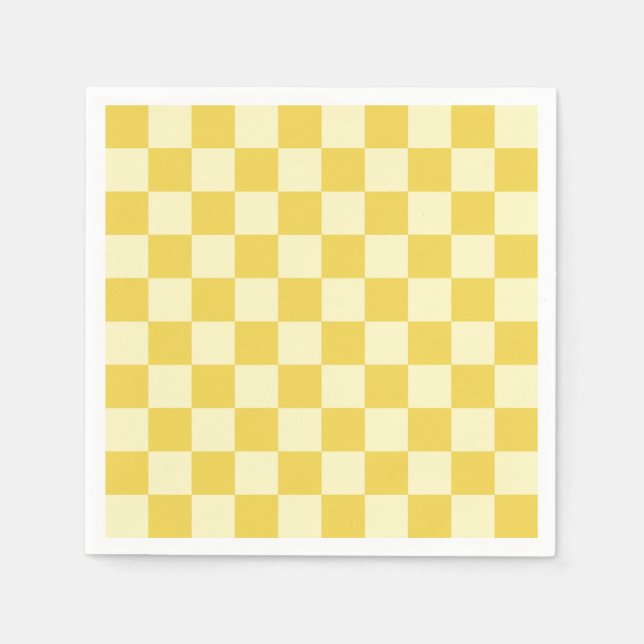 Serviette En Papier Damier jaune beurre (Devant)