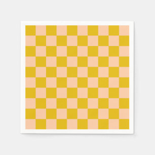 Serviette En Papier Damier Miel et Pêche