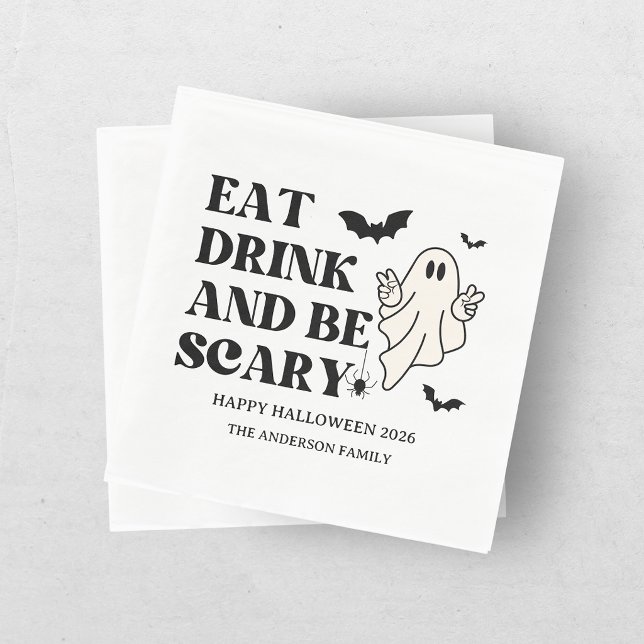 Serviette En Papier Damier Rétro Spooktacular Halloween (Créateur téléchargé)
