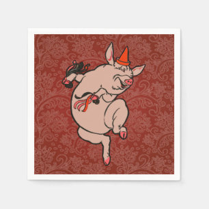 Serviette En Papier Dancing Pig Antique Cute Danseuse