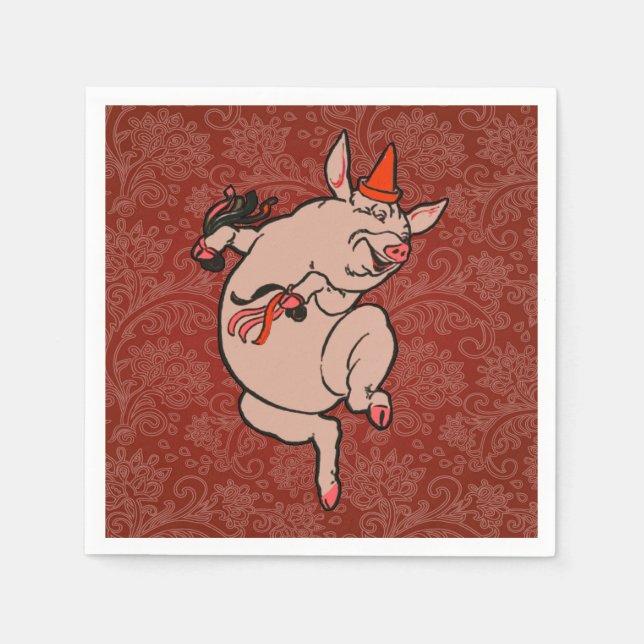 Serviette En Papier Dancing Pig Antique Cute Danseuse (Devant)