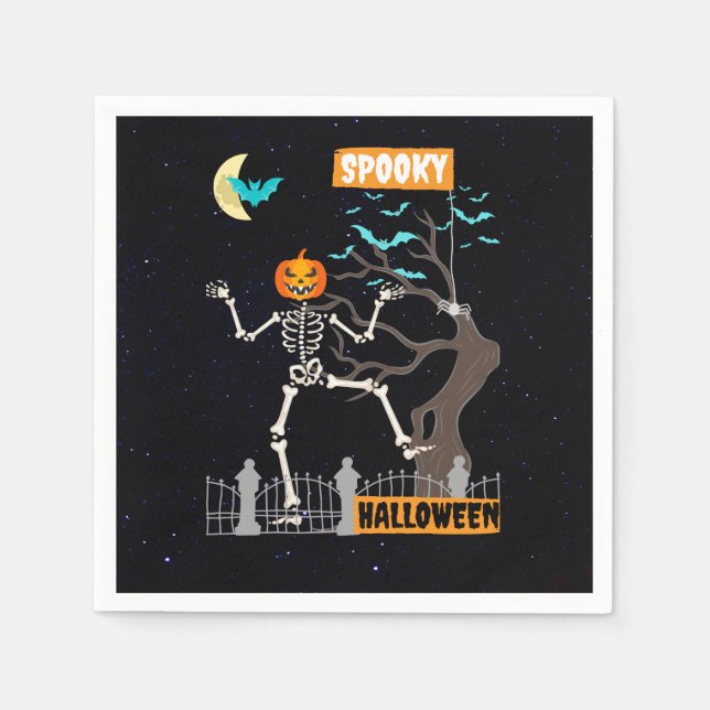 Serviette En Papier Dancing Skeleton Halloween Papier Naples (Devant)