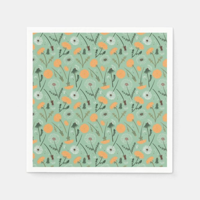 Serviette En Papier Dandelion Fleurs Orange Floral Modèle (Devant)