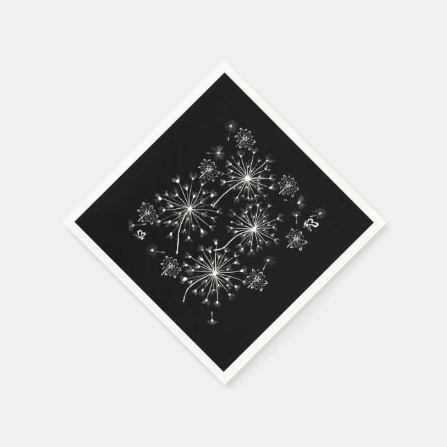 Serviette En Papier Dandelion, Fleurs sauvages et Abeilles de miel (Coin)