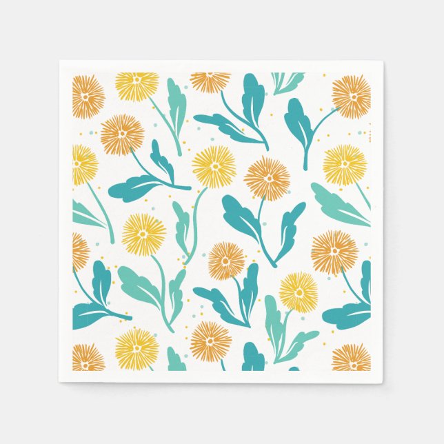 Serviette En Papier Dandelion jaune motif floral - Inspiré par la natu (Devant)