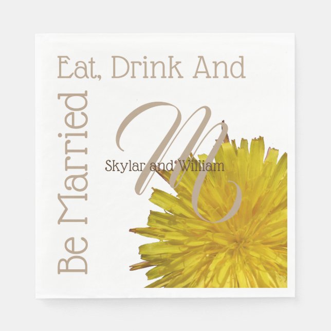 Serviette En Papier Dandelion Mariage campagnard Manger Boire Soyez Ma (Devant)