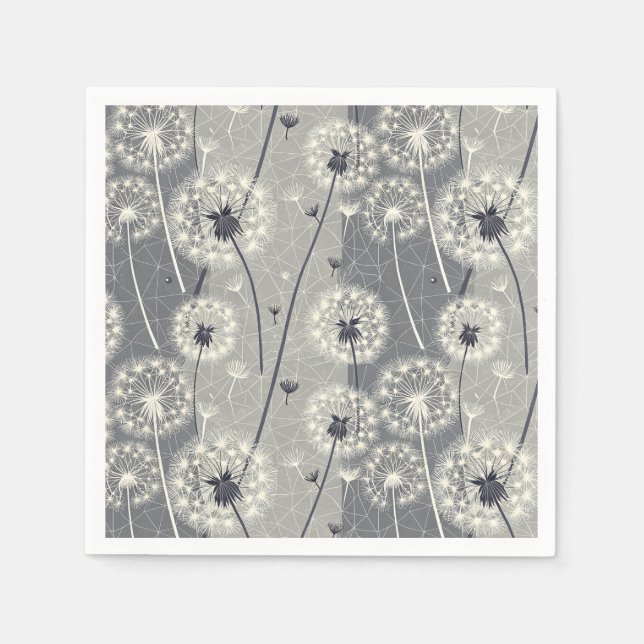 Serviette En Papier Dandelion monochrome moderne (Devant)