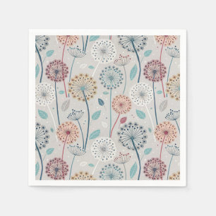 Serviette En Papier Dandelion Whimsical - Rouge, Jaune, Blanc & Turquo