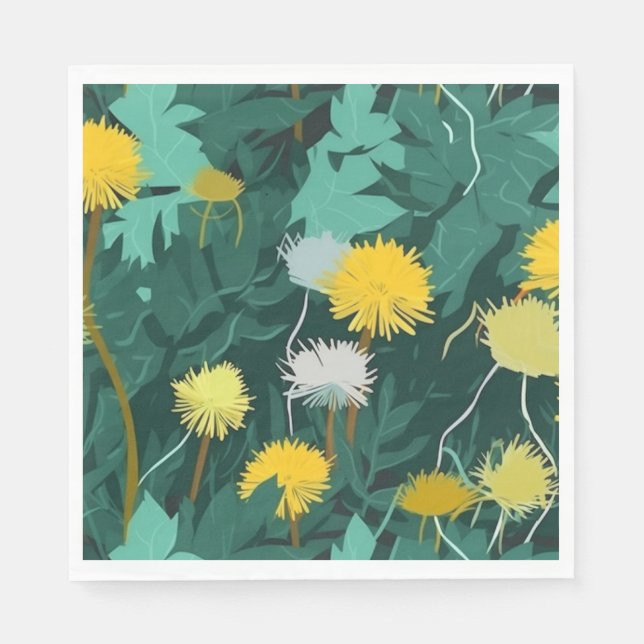 Serviette En Papier Dandelions jaunes d'été (Devant)