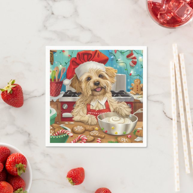 Serviette En Papier Dandie Dinmont Terrier Cuisine de Noël (En situation)