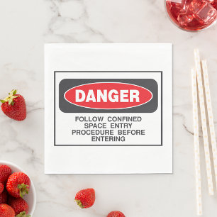 Serviette En Papier Danger Entrée dans un espace confiné Avertissement