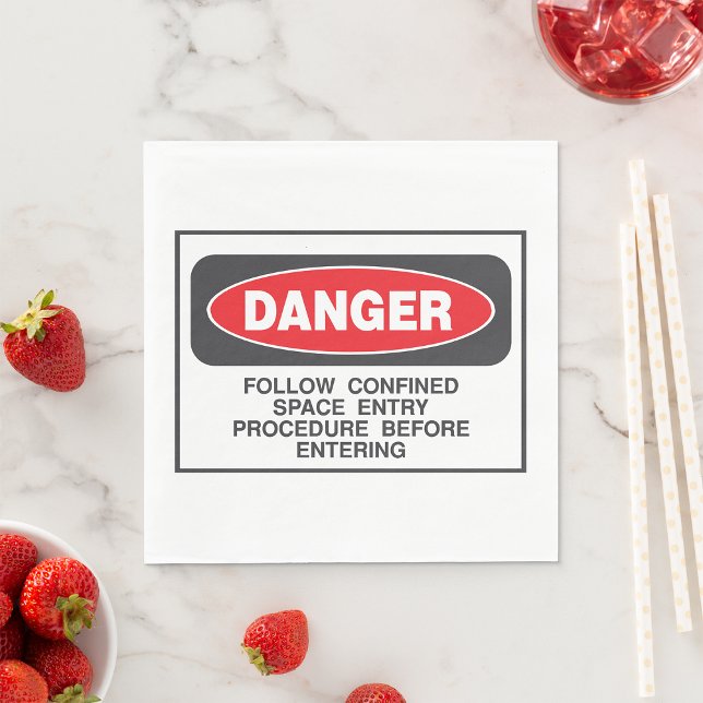 Serviette En Papier Danger Entrée dans un espace confiné Avertissement (Créateur téléchargé)