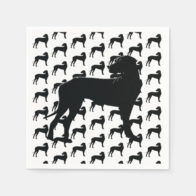Serviette En Papier Danois noir, Gros Chien (Devant)