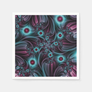Serviette En Papier Dans la profondeur Bleu rose Abstrait Fractal Art