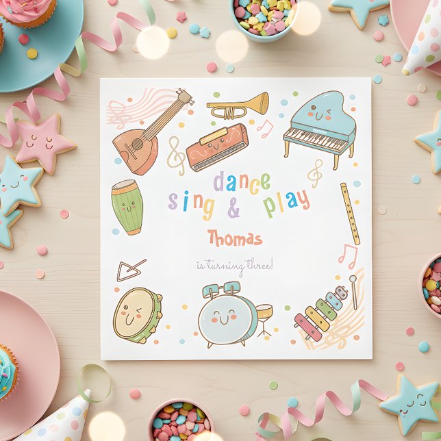 Serviette En Papier Danse chanter et jouer anniversaire de enfant (Créateur téléchargé)