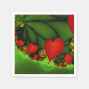 Serviette En Papier Danse Coeurs rouges Moderne Art Abstrait fractal