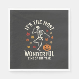 Serviette En Papier Danse de squelette de Halloween Citrouille Automne