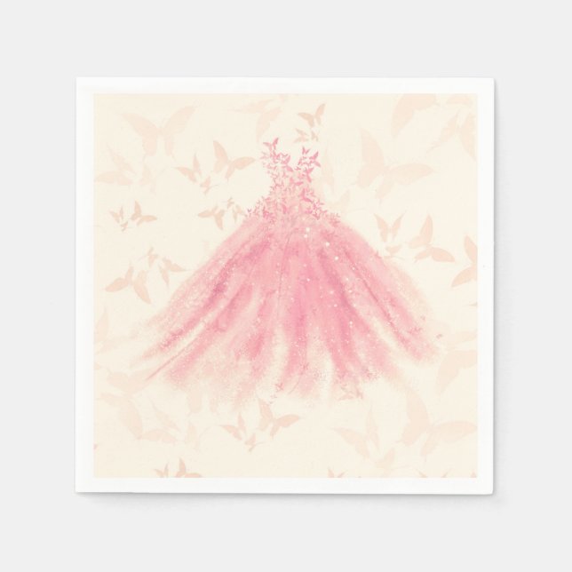 Serviette En Papier Danse Papillon Robe Étincelante de Mariée Shower d (Devant)