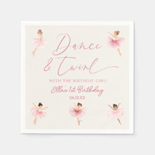 Serviette En Papier Danse & Twirl Rose Ballerina Ballet Anniversaire