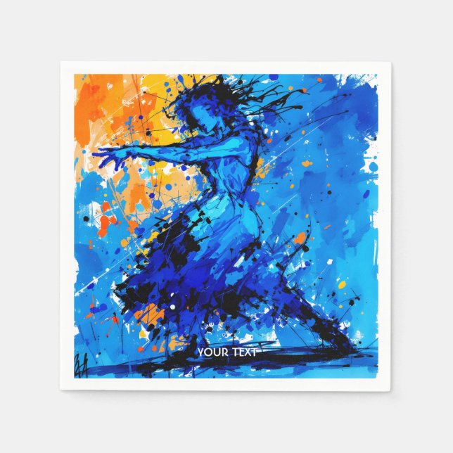 Serviette En Papier Danseuse Imaginaire Bleu Bleu Orange (Devant)