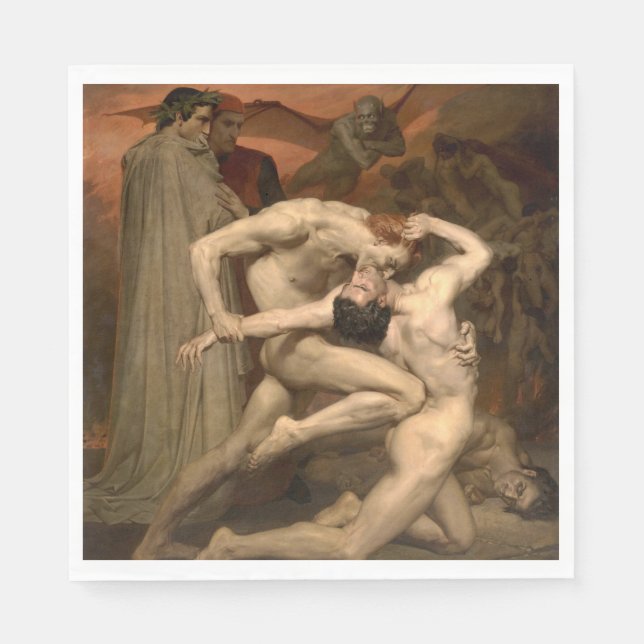 Serviette En Papier Dante et Virgile en enfer (par Bouguereau) (Devant)