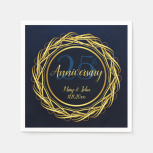 Serviette En Papier Dark Blue Gold Royal Anniversaire Design de luxe