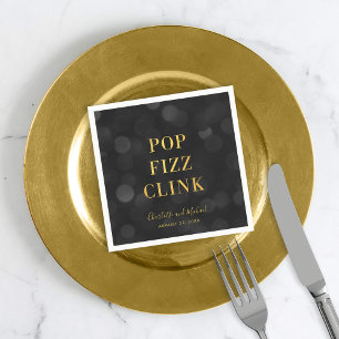 Serviette En Papier Dark Bokeh Faux Gold Pop Fizz Clink
